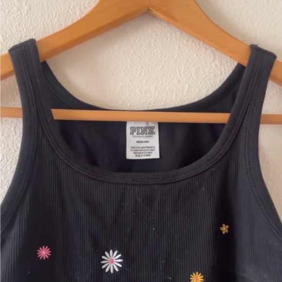 PINK Victoria's Secret Black Sleeveless Embellished Crop Top - Picture 4 of 6
